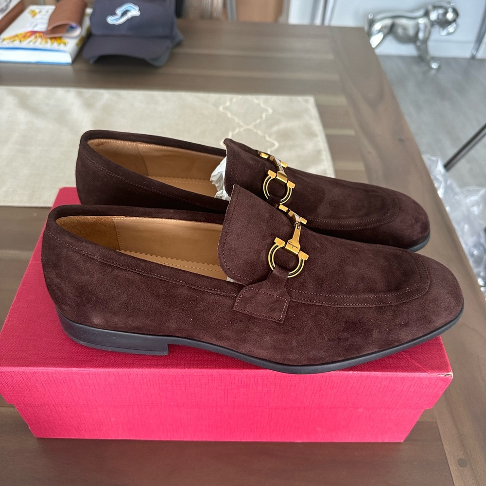 Ferragamo Brown Suede Loafers